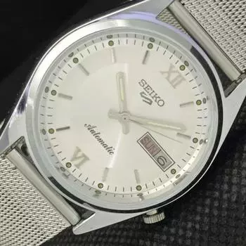 ВОССТАНОВЛЕННЫЕ ВИНТАЖНЫЕ SEIKO 5 AUTO 7009A ЯПОНИЯ МУЖСКИЕ D/D СЕРЕБРЯНЫЕ ЧАСЫ 605-a314183-2 SKU605-a314183