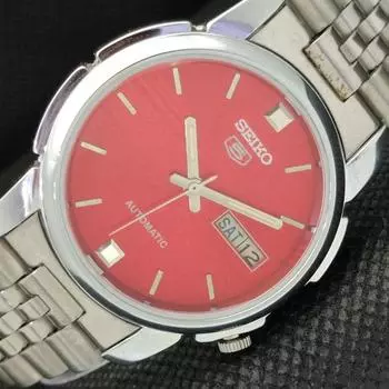 ВОССТАНОВЛЕННЫЕ ВИНТАЖНЫЕ SEIKO 5 AUTO 7009A ЯПОНИЯ МУЖСКИЕ D/D КРАСНЫЕ ЧАСЫ 588a-a310203-9 SKU588a-a310203