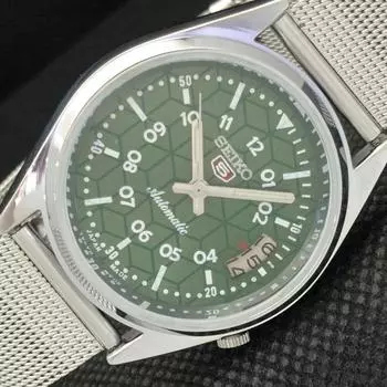 ВОССТАНОВЛЕННЫЕ ВИНТАЖНЫЕ SEIKO 5 AUTO 7009A ЯПОНИЯ МУЖСКИЕ ЗЕЛЕНЫЕ ЧАСЫ С ДАТОЙ 605-a314117-2 SKU605-a314117