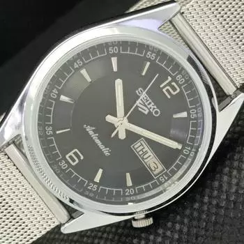 ВОССТАНОВЛЕННЫЕ ВИНТАЖНЫЕ SEIKO 5 AUTO 7009A ЯПОНИЯ МУЖСКИЕ ЧАСЫ D/D ЧЕРНЫЕ 605-a314192-9 SKU605-a314192