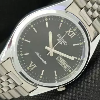 ВОССТАНОВЛЕННЫЕ ВИНТАЖНЫЕ SEIKO 5 AUTO 7009A ЯПОНИЯ МУЖСКИЕ ЧАСЫ D/D ЧЕРНЫЕ 605-a314195-2 SKU605-a314195