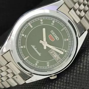 ВОССТАНОВЛЕННЫЕ ВИНТАЖНЫЕ SEIKO 5 AUTO 7009A ЯПОНИЯ МУЖСКИЕ D/D ЗЕЛЕНЫЕ ЧАСЫ 605-a314199-2 SKU605-a314199