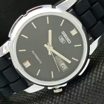 ВОССТАНОВЛЕННЫЕ ВИНТАЖНЫЕ SEIKO 5 AUTO 7009A ЯПОНИЯ МУЖСКИЕ ЧАСЫ D/D ЧЕРНЫЕ 588a-a310233-9 SKU588a-a310233