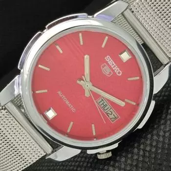 ВОССТАНОВЛЕННЫЕ ВИНТАЖНЫЕ SEIKO 5 AUTO 7009A ЯПОНИЯ МУЖСКИЕ D/D КРАСНЫЕ ЧАСЫ 588a-a310217-9 SKU588a-a310217