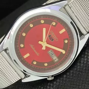 ВОССТАНОВЛЕННЫЕ ВИНТАЖНЫЕ SEIKO 5 AUTO 7009A ЯПОНИЯ МУЖСКИЕ ЧАСЫ D/D КРАСНЫЕ 593a-a311238-9 SKU593a-a311238