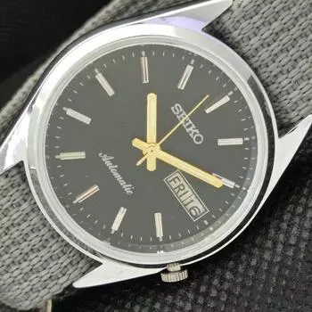 ВОССТАНОВЛЕННЫЕ ВИНТАЖНЫЕ SEIKO 5 AUTO 7019A ЯПОНИЯ МУЖСКИЕ ЧАСЫ D/D ЧЕРНЫЕ 593c-a314849-2 SKU593c-a314849