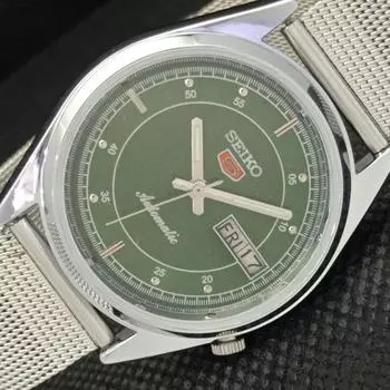 ВОССТАНОВЛЕННЫЕ ВИНТАЖНЫЕ SEIKO 5 AUTO 7019A ЯПОНИЯ МУЖСКИЕ D/D ЗЕЛЕНЫЕ ЧАСЫ 605-a314200-9 SKU605-a314200
