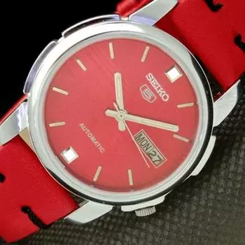 ВОССТАНОВЛЕННЫЕ ВИНТАЖНЫЕ SEIKO 5 AUTO 7019A ЯПОНИЯ МУЖСКИЕ D/D КРАСНЫЕ ЧАСЫ 588a-a310220-2 SKU588a-a310220