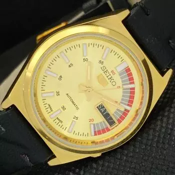 ВОССТАНОВЛЕННЫЕ ВИНТАЖНЫЕ SEIKO 5 AUTOMATIC 6309A ЯПОНИЯ МУЖСКИЕ ЗОЛОТЫЕ ЧАСЫ a298796-2 Seikoa298796