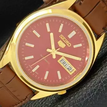 ВОССТАНОВЛЕННЫЕ ВИНТАЖНЫЕ SEIKO 5 АВТОМАТИЧЕСКИЕ 6309A ЯПОНИЯ МУЖСКИЕ ЧАСЫ С КРАСНЫМ ЦИФЕРБЛАТОМ a425910-2 RL620a-a425910