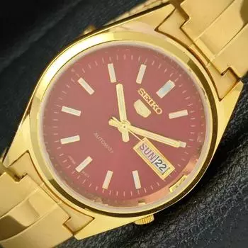 ВОССТАНОВЛЕННЫЕ ВИНТАЖНЫЕ SEIKO 5 АВТОМАТИЧЕСКИЕ 6309A ЯПОНИЯ МУЖСКИЕ ЧАСЫ С КРАСНЫМ ЦИФЕРБЛАТОМ a425912-2 RL620a-a425912