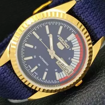 ВОССТАНОВЛЕННЫЕ ВИНТАЖНЫЕ SEIKO 5 АВТОМАТИЧЕСКИЕ 6309A ЯПОНИЯ МУЖСКИЕ ЧАСЫ С СИНИМ ЦИФЕРБЛАТОМ a434380-2 R120-a434380