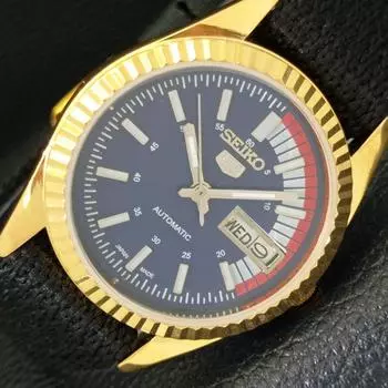ВОССТАНОВЛЕННЫЕ ВИНТАЖНЫЕ SEIKO 5 АВТОМАТИЧЕСКИЕ 6309A ЯПОНИЯ МУЖСКИЕ ЧАСЫ С СИНИМ ЦИФЕРБЛАТОМ a434396-2 R120-a434396