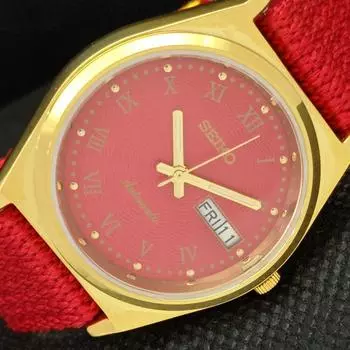 ВОССТАНОВЛЕННЫЕ ВИНТАЖНЫЕ SEIKO AUTO 6349A ЯПОНИЯ МУЖСКИЕ D/D КРАСНЫЕ ЧАСЫ 595a-a312286-9 SKU595a-a312286