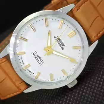 ВОССТАНОВЛЕННЫЕ ВИНТАЖНЫЕ ШВЕЙЦАРСКИЕ МУЖСКИЕ ЧАСЫ MONTINE 17J INCABLOC WINDING a285415-12 Montine-a285415-3