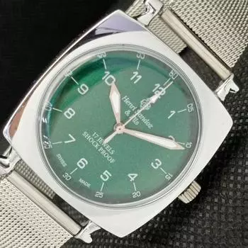 ВОССТАНОВЛЕННЫЕ ВИНТАЖНЫЕ ШВЕЙЦАРСКИЕ МУЖСКИЕ НАРУЧНЫЕ ЧАСЫ HENRI SANDOZ & FILS WINDING a416413-2 Sku622a-a416413