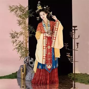 Восстановить китайскую фею вышивки ханьфу традиционный китайский стиль набор ханьфу L синий