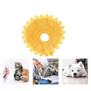 Восстановление кошки после шеи, кольцо, ошейник с подсолнухом, кошачий ошейник, красивая обложка, украшение для фото кошки и собаки S жёлтый
