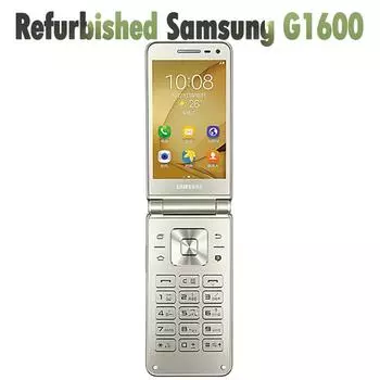 Восстановленная оригинальная папка Samsung Galaxy G1600 (2016) 3,8-дюймовый четырехъядерный мобильный телефон с 2 ГБ ОЗУ и 16 ГБ ПЗУ Simple Set золотой
