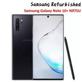 Восстановленные смартфоны Samsung Galaxy Note 10+ N975U, 12 ГБ ОЗУ, 256 ГБ ПЗУ, 6,8-дюймовый разблокированный мобильный телефон на базе Android, американская версия, одна SIM-карта