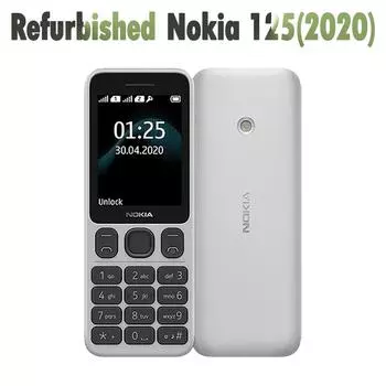 Восстановленный Nokia Оригинальный Nokia 125(2020) Мобильный телефон Simple Set белый