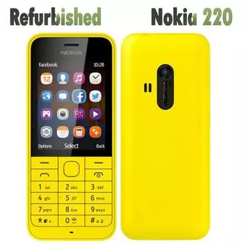 Восстановленный Nokia Оригинальный Nokia 220 (2014) Мобильный телефон с двумя SIM-картами Simple Set белый