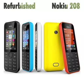 Восстановленный оригинальный мобильный телефон Nokia 208 с двумя SIM-картами Dual SIM Simple Set чёрный
