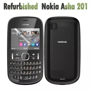 Восстановленный оригинальный мобильный телефон Nokia Asha 201 1 Battery 1 Charger чёрный
