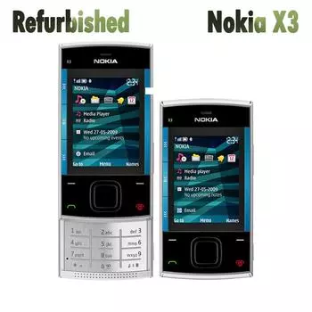 Восстановленный оригинальный мобильный телефон Nokia X3 разблокированный X3-00 Slide 1 Battery 1 Charger синий