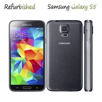 Восстановленный оригинальный мобильный телефон Samsung Galaxy S5 G900F 4G 16MP 2 ГБ ОЗУ 16 ГБ ПЗУ отпечаток пальца simple set чёрный