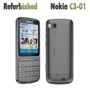 Восстановленный оригинальный разблокированный мобильный телефон Nokia C3-01 3G Simple set серый
