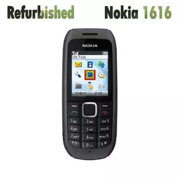 Восстановленный разблокированный оригинальный мобильный телефон Nokia 1616 GSM 1 Battery 1 Charger чёрный