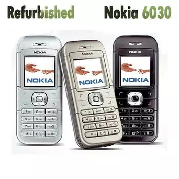 Восстановленный разблокированный оригинальный мобильный телефон Nokia 6030 GSM. 1 Battery 1 Charger чёрный