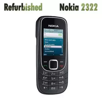 Восстановленный разблокированный оригинальный мобильный телефон Nokia 2322 1 Battery 1 Charger чёрный