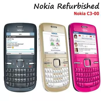 Восстановленный разблокированный сотовый телефон-планшет Nokia C3-00 с QWERTY-ключом. Мобильные телефоны