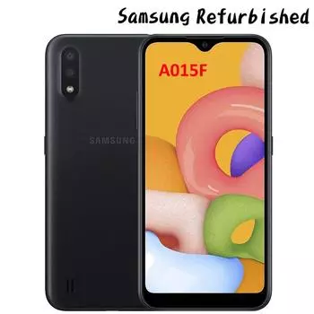Восстановленный Samsung Galaxy A01 (A015F) Сотовые телефоны европейской версии 4G LTE 16 ГБ, черные