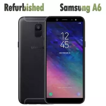 Восстановленный Samsung Galaxy A6 (2018) Мобильный телефон A600F, 16 МП, 5,6 дюйма, 3 ГБ ОЗУ, 32 ГБ ПЗУ Simple Set чёрный