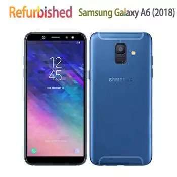 Восстановленный Samsung Galaxy A6 (2018) Мобильный телефон A600F, 16 МП, 5,6 дюйма, 3 ГБ ОЗУ, 32 ГБ ПЗУ Simple Set чёрный