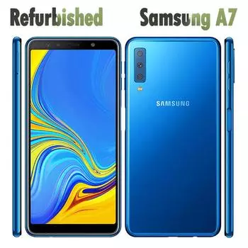 Восстановленный Samsung Galaxy A7 (2018) A750F Dual SIM Android 4 ГБ ОЗУ 128 ГБ ПЗУ Simple Set чёрный