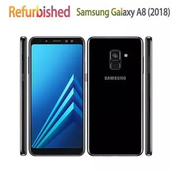 Восстановленный Samsung Galaxy A8 (2018) Мобильный телефон A530F, 5,6 дюйма, восьмиядерный процессор, 16 МП, 4 ГБ ОЗУ, 32 ГБ ПЗУ Simple Set чёрный