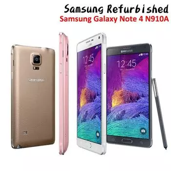 Восстановленный Samsung Galaxy Note 4 N910A Мобильный телефон Android 32 ГБ ПЗУ 3 ГБ ОЗУ Смартфоны с сенсорным экраном Мобильный телефон 5,7 дюйма Версия для США