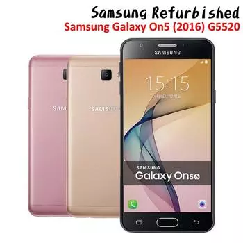 Восстановленный Samsung Galaxy On5(2016) G5520 16 ГБ ПЗУ 2 ГБ ОЗУ Мобильный телефон Android с двумя SIM-картами 5,0-дюймовый сенсорный экран Смартфоны Мобильный телефон