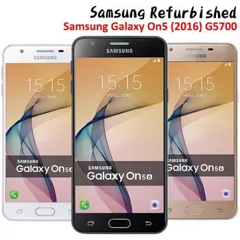 Восстановленный Samsung Galaxy On5(2016) G5700 32 ГБ ПЗУ 3 ГБ ОЗУ Мобильный телефон Android с двумя SIM-картами 5,0-дюймовый сенсорный экран Смартфоны Мобильный телефон