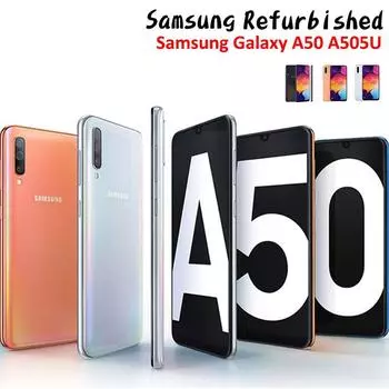 Восстановленный Samsung Samsung Galaxy A50 A505U Смартфоны Android Мобильный телефон с одной SIM-картой 64 ГБ ПЗУ 4 ГБ ОЗУ Мобильный телефон с сенсорным экраном