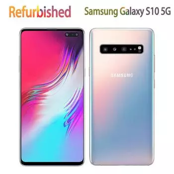Восстановленный смартфон Samsung Galaxy S10 5G G977B, оригинальный разблокированный восьмиядерный процессор, 8 ГБ ОЗУ, 256 ГБ ПЗУ, 16 МП, 6,7 дюйма, 4500 мАч Simple Set серебряный
