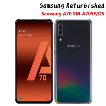Восстановленный смартфон Samsung Samsung Galaxy A70 SM-A705F/DS, сотовый телефон на базе Android с двумя SIM-картами, 128 ГБ ПЗУ, 6 ГБ ОЗУ, мобильные телефоны