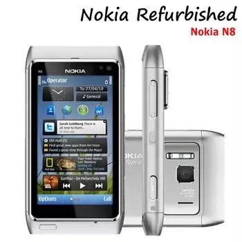 Восстановленный сотовый телефон Nokia Android Мобильные телефоны Nokia N8 16 ГБ ПЗУ 256 МБ ОЗУ Смартфон с одной SIM-картой 1200 мАч, 12 МП, 3,5 дюйма