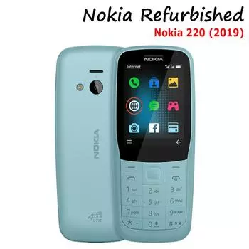 Восстановленный сотовый телефон Nokia Android Nokia 220 (2019) Мобильные телефоны LTE 4G, 1200 мАч, две SIM-карты, 2,4 дюйма