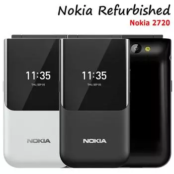 Восстановленный сотовый телефон Nokia Android Nokia 2720 2019, мобильные телефоны с двумя SIM-картами, 4G LTE, 1500 мАч, 2,8 дюйма