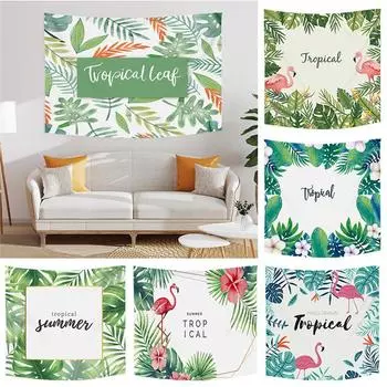 Восторженные летние зеленые тропические листья и растения с принтом полиэфирный гобелен настенные гобелены для декора спальни в общежитии 100x75cm